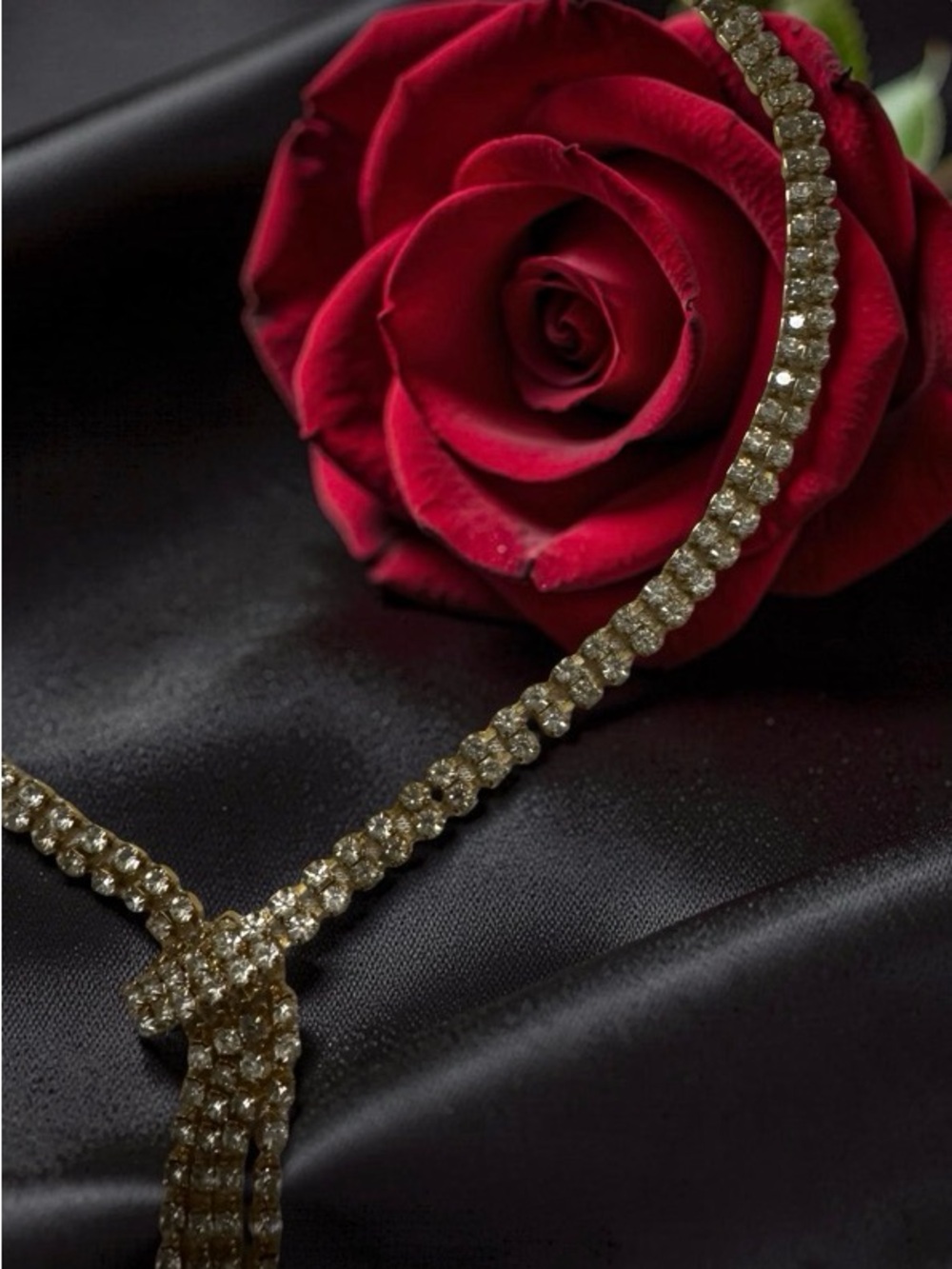 Vintage Elegant Gold-Tone Crystal Tennis Necklace